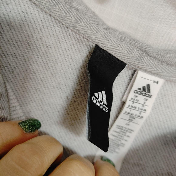 Adidas Front Zip Gray Cotton/Polyester Blend Drawstring Jacket-Size: XS - Picture 4 of 4